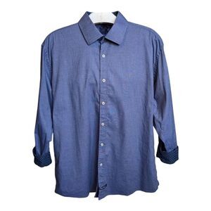 English Laundry Shirt Flip Cuff Button Up Long Sleeve Blue Size 18 34/35 XL
